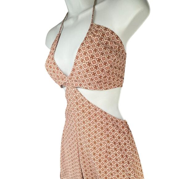 Sur La Cote Belinda Jumpsuit Womens XS Pink Soleil Geometric Halter Boho Beach - Picture 5 of 11